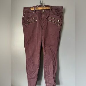 Torrid Burgundy Jeggings with Zipper Accents